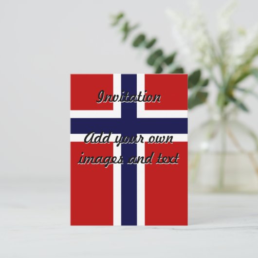 Norwegische Flagge - Kongeriket Norge - Norsk flag Einladung (Stehend Vorderseite)