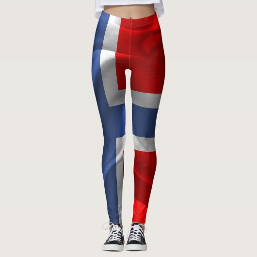 Norwegische Flagge Leggings (Vorderseite)