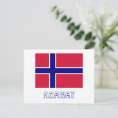 Norwegische Flagge mit Name Postkarte (Stehend Vorderseite)