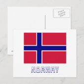 Norwegische Flagge mit Name Postkarte (Vorne/Hinten)