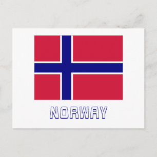 Norwegische Flagge mit Name Postkarte