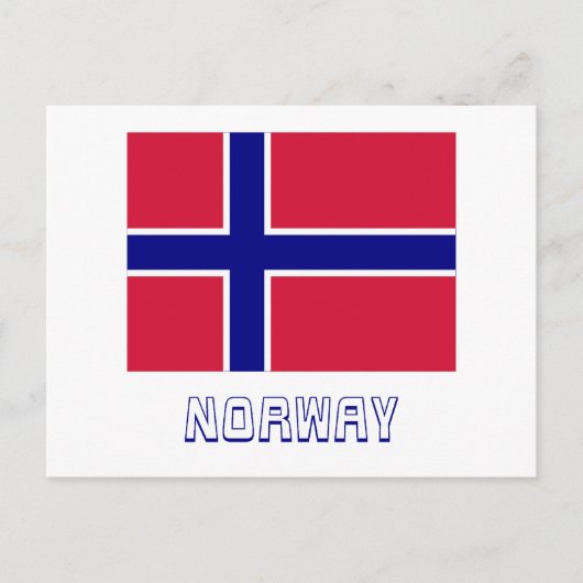 Norwegische Flagge mit Name Postkarte (Vorderseite)