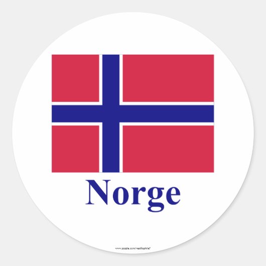 Norwegische Flagge mit Name Runder Aufkleber (Vorderseite)