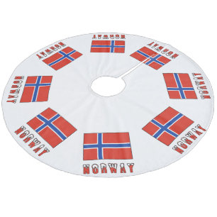 Norwegische Flagge mit Norwegen Fleece Weihnachtsbaumdecke