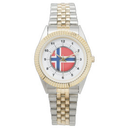 Norwegische Flagge mit zwei Tonen Bracelet Watch Armbanduhr