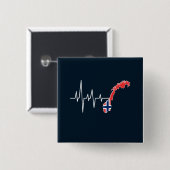 Norwegische Flagge Norwegen Flaggennorm Heartbeat Button (Vorne & Hinten)