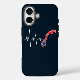 Norwegische Flagge Norwegen Flaggennorm Heartbeat iPhone 16 Hülle