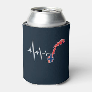Norwegische Flagge Norwegen Flaggennorm Heartbeat Dosenkühler