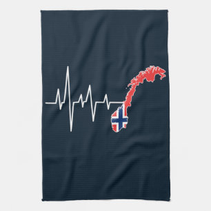 Norwegische Flagge Norwegen Flaggennorm Heartbeat Geschirrtuch