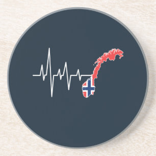 Norwegische Flagge Norwegen Flaggennorm Heartbeat Getränkeuntersetzer
