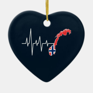 Norwegische Flagge Norwegen Flaggennorm Heartbeat Keramik Ornament