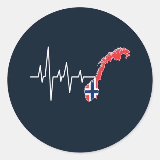 Norwegische Flagge Norwegen Flaggennorm Heartbeat Runder Aufkleber (Vorderseite)