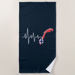 Norwegische Flagge Norwegen Flaggennorm Heartbeat Strandtuch
