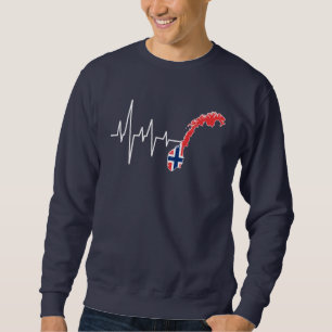 Norwegische Flagge Norwegen Flaggennorm Heartbeat Sweatshirt