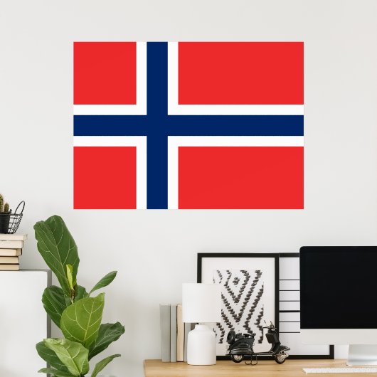 Norwegische Flagge (Norwegen) Poster (Heimbüro)