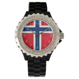 norwegische Flagge, norwegische Flagge, nordische Armbanduhr