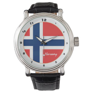 Norwegische Flagge / Norwegische Mode / Design Armbanduhr