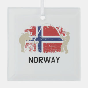 Norwegische Flagge Ornament Aus Glas