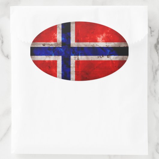 Norwegische Flagge Ovaler Aufkleber (Tasche)