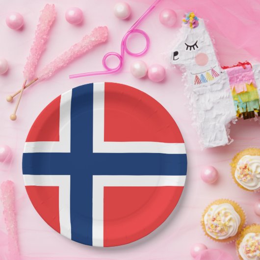 Norwegische Flagge Pappteller (Party)