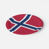 Norwegische Flagge Pappteller (Schrägansicht)
