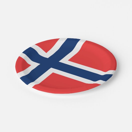 Norwegische Flagge Pappteller (Schrägansicht)