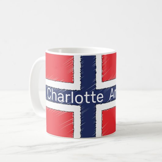 Norwegische Flagge Personalisiert Kaffeetasse (Vorderseite Links)