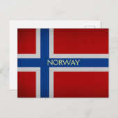 Norwegische Flagge Postkarte (Vorne/Hinten)