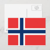 Norwegische Flagge Postkarte (Vorne/Hinten)