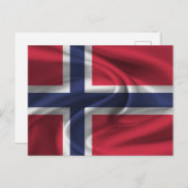 Norwegische Flagge Postkarte (Vorne/Hinten)