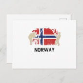 Norwegische Flagge Postkarte (Vorne/Hinten)