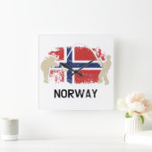 Norwegische Flagge Quadratische Wanduhr (Zuhause)
