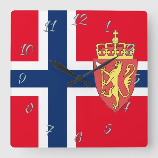 Norwegische Flagge Quadratische Wanduhr (Vorderseite)