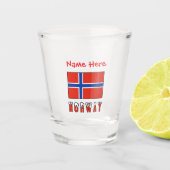 Norwegische Flagge Rot Personalisiert Schnapsglas (Vorderseite)