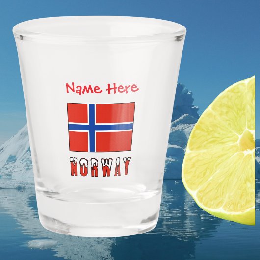Norwegische Flagge Rot Personalisiert Schnapsglas