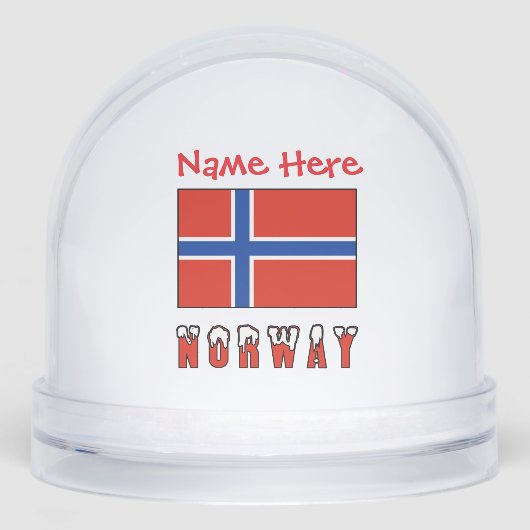 Norwegische Flagge Rot Personalisiert Schneekugeln (Vorderseite)
