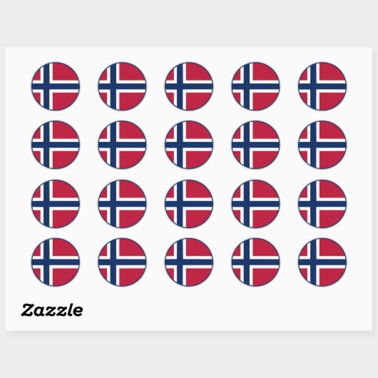 Norwegische Flagge Runder Aufkleber (Blatt)