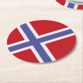 Norwegische Flagge Runder Pappuntersetzer (Angewinkelt)