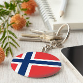 Norwegische Flagge Schlüsselanhänger (Seite)