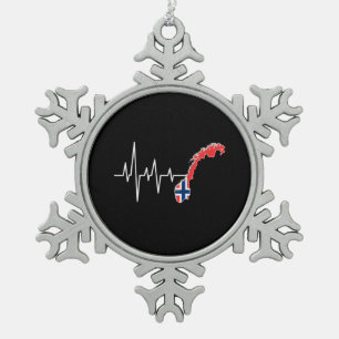 Norwegische Flagge Schneeflocken Zinn-Ornament