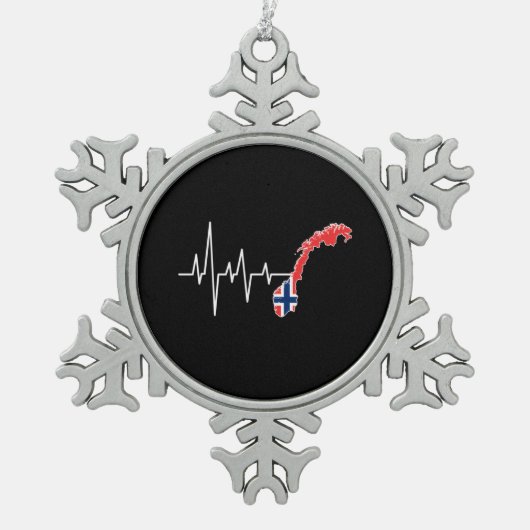 Norwegische Flagge Schneeflocken Zinn-Ornament (Vorderseite)