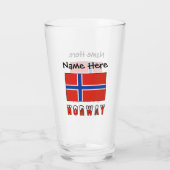 Norwegische Flagge Schwarze Personalisierung Glas (Rückseite)