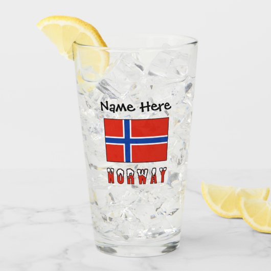 Norwegische Flagge Schwarze Personalisierung Glas (Vorderseite Ice)