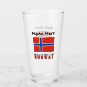 Norwegische Flagge Schwarze Personalisierung Glas (Vorderseite)