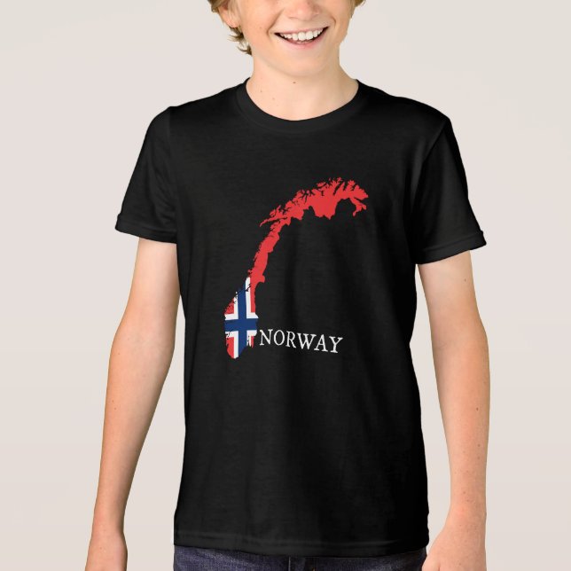 Norwegische Flagge Tri-Blend Shirt (Vorderseite)