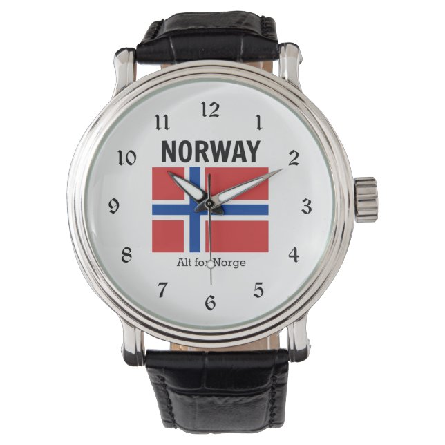 Norwegische Flagge und Motto Armbanduhr (Vorderseite)