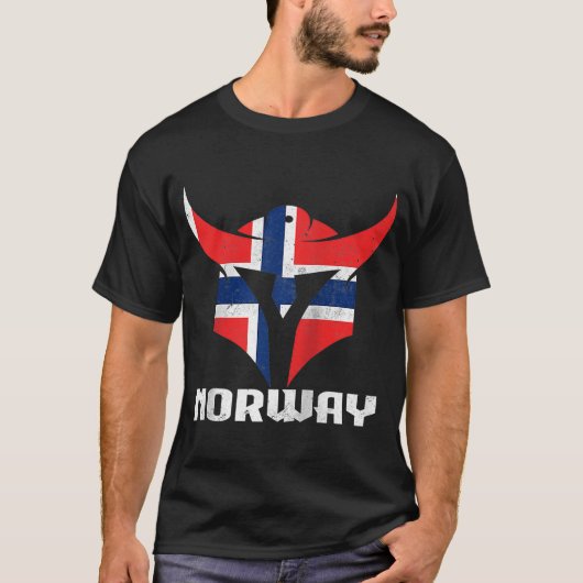 Norwegische Flagge Viking Helmet Skandinavien Norg T-Shirt (Vorderseite)