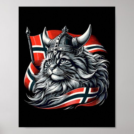 Norwegische Flagge: Viking Norwegen Poster (Vorne)
