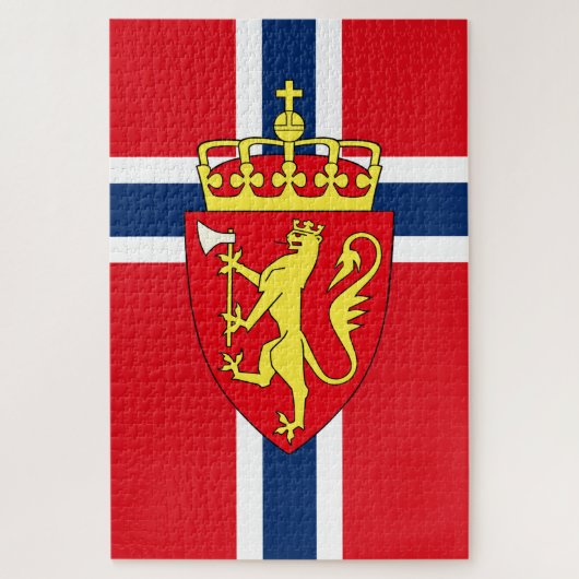 Norwegische Flagge/Wappen des Nordischen Norwegen Puzzle (Vertikal)