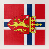 Norwegische Flagge/Wappen des Nordischen Norwegen Puzzle (Horizontal)